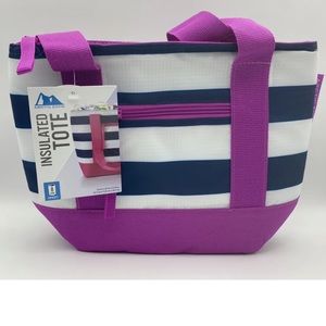 Arctic Zone Insulated Tote  Lunch Bag Cooler (8 Can) Blue Stripe/Purple